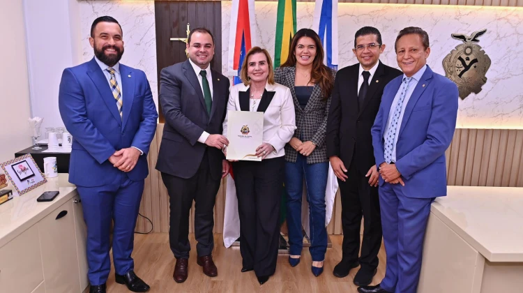 Deputado Roberto Cidade recebe relatório anual de atividades do TCE-AM - Foto: ascom